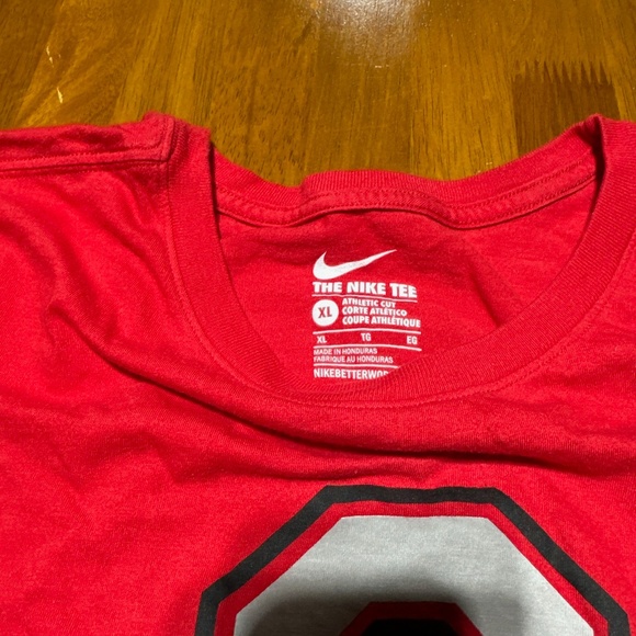 Nike Athletic Cut Cotton T Shirt Ohio State Buckeyes Red Block Logo XL Slim - Picture 2 of 3